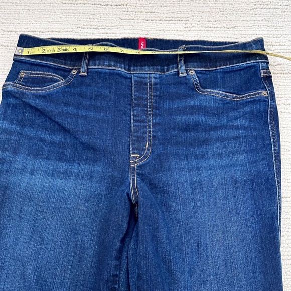 SPANX Pullon Women’s L Tall Blue Jeans Flare Bootcut Dark Wash 70's inspired - Picture 5 of 10